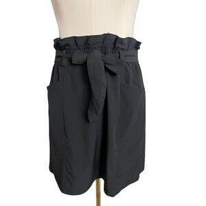 Mondetta Paperbag Pencil Skirt Womens Small Black High Waist Tie Belt Pockets